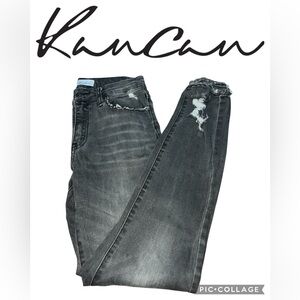 KanCan Women's Charcoal Distressed Skinny Jeans